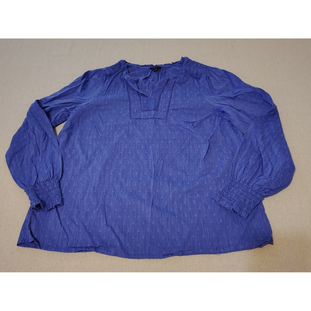 Talbots Women's Blue Textured Gauze Peasant‎ Blouse Size Medium 11